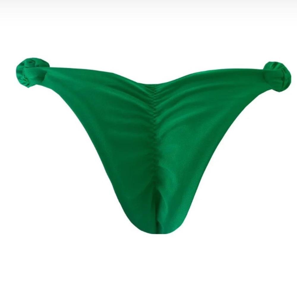 Solid Green Brazilian Classic Side Scrunch Bikini Bottom